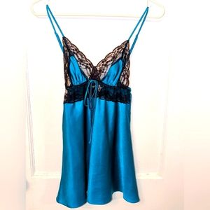 Victoria's Secret Emerald Green Satin/Lace Babydoll Top